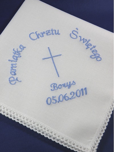 Haftowana szatka do chrztu - chusteczka [1]