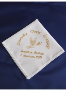 Haftowana szatka do chrztu - chusteczka [2]