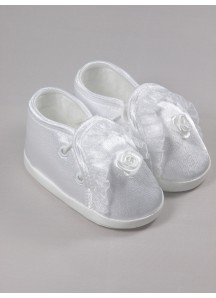 Atłasowe buciki z różyczką