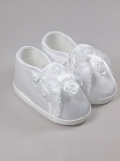 Atłasowe buciki z różyczką