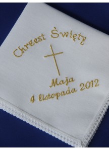 Haftowana szatka do chrztu - chusteczka [5]