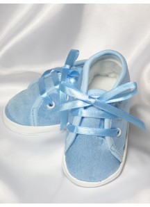 Atłasowe buciki wiązane - niebieskie