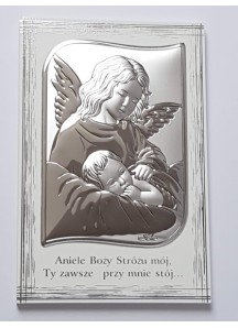 Obrazek z Aniołem na malowanym drewienku 11,5 x 17,5 cm