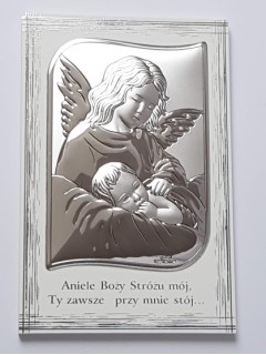 Obrazek z Aniołem na malowanym drewienku 11,5 x 17,5 cm