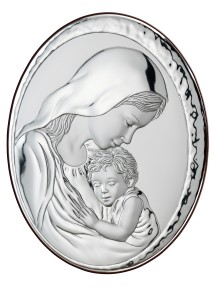 Srebrny Obrazek -Matka Boska z Dzieciątkiem  9x13cm