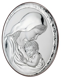 Srebrny Obrazek -Matka Boska z Dzieciątkiem  9x13cm