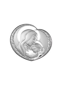 Srebrny Obrazek - Matka Boska  serduszko 13,1x12 cm