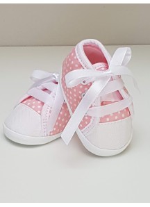 Trampki różowe w groszki