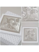 Srebrny obrazek "Pamiątka Chrztu Świętego" 14x14cm