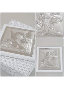 Srebrny obrazek "Pamiątka Chrztu Świętego" 14x14cm