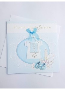 Książeczka Pamiątką Chrztu-niebieska szatka