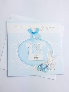 Książeczka Pamiątką Chrztu-niebieska szatka