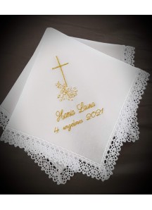 Haftowana szatka do chrztu - chusteczka [6]