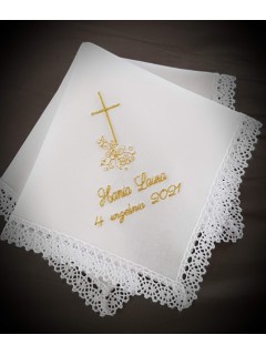 Haftowana szatka do chrztu - chusteczka [6]