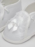 Atłasowe buciki do chrztu dla dziewczynki -białe